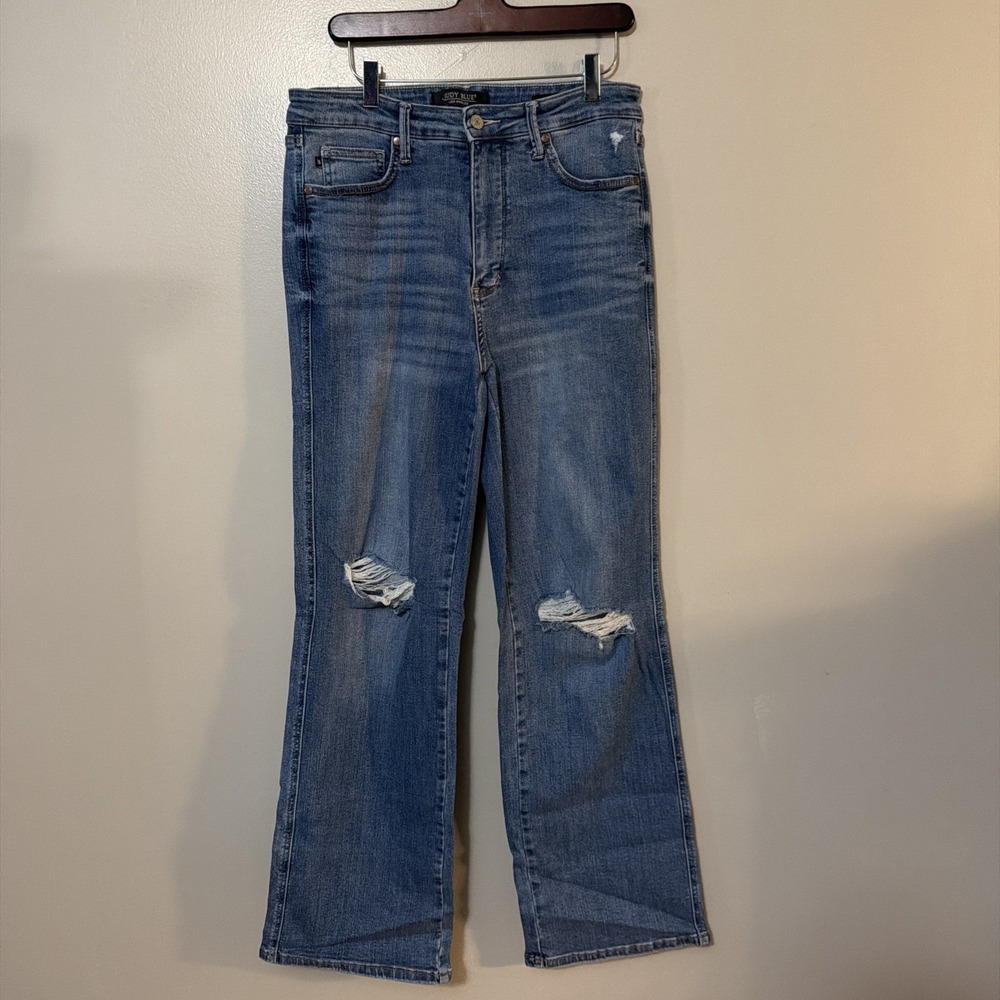 Judy Blue Womens Dark Wash High Rise Flare Bootcut Jeans Blue Size 11 30